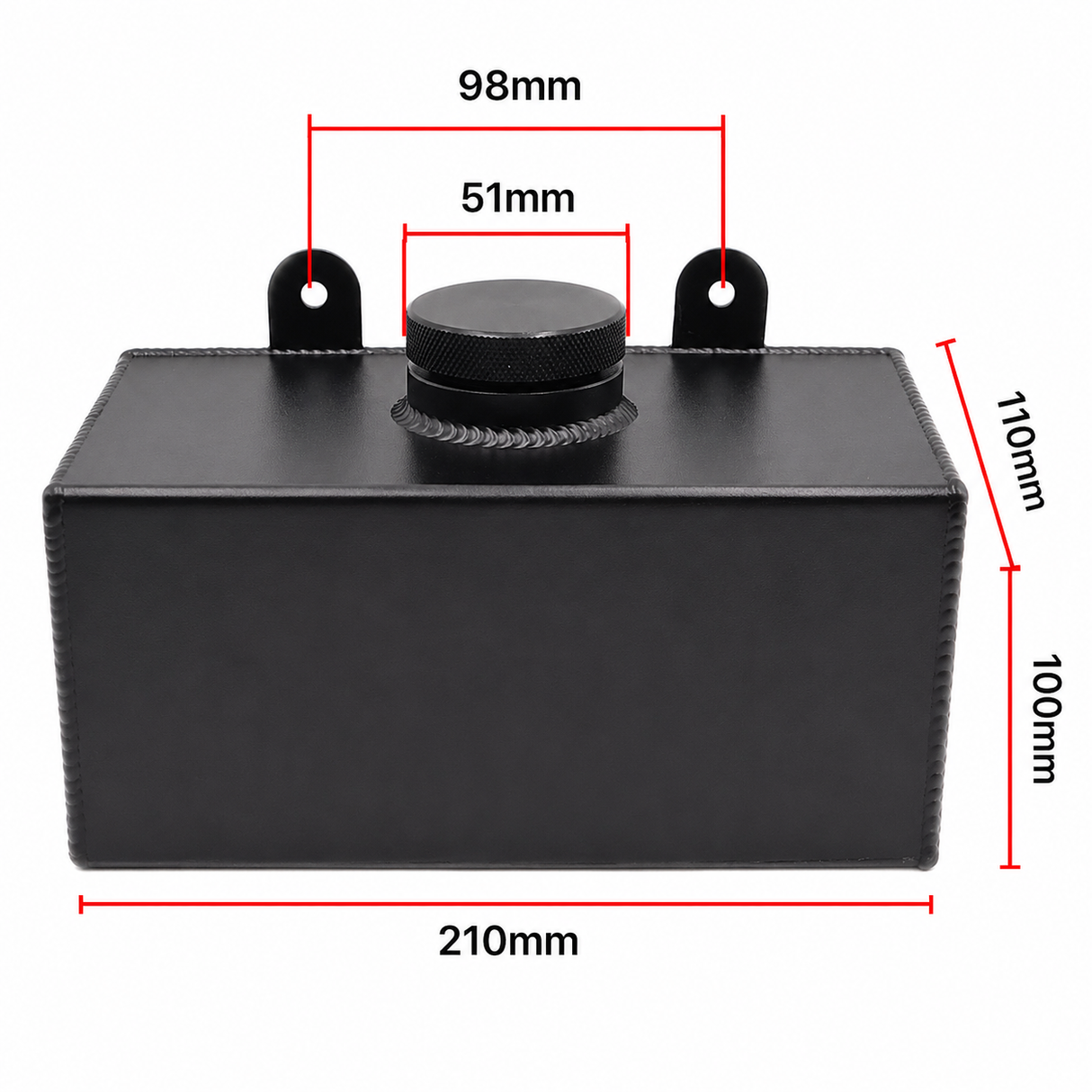 BLACK ALUMINIUM WINDSCREEN WASHER BOTTLE (UNIVERSAL)