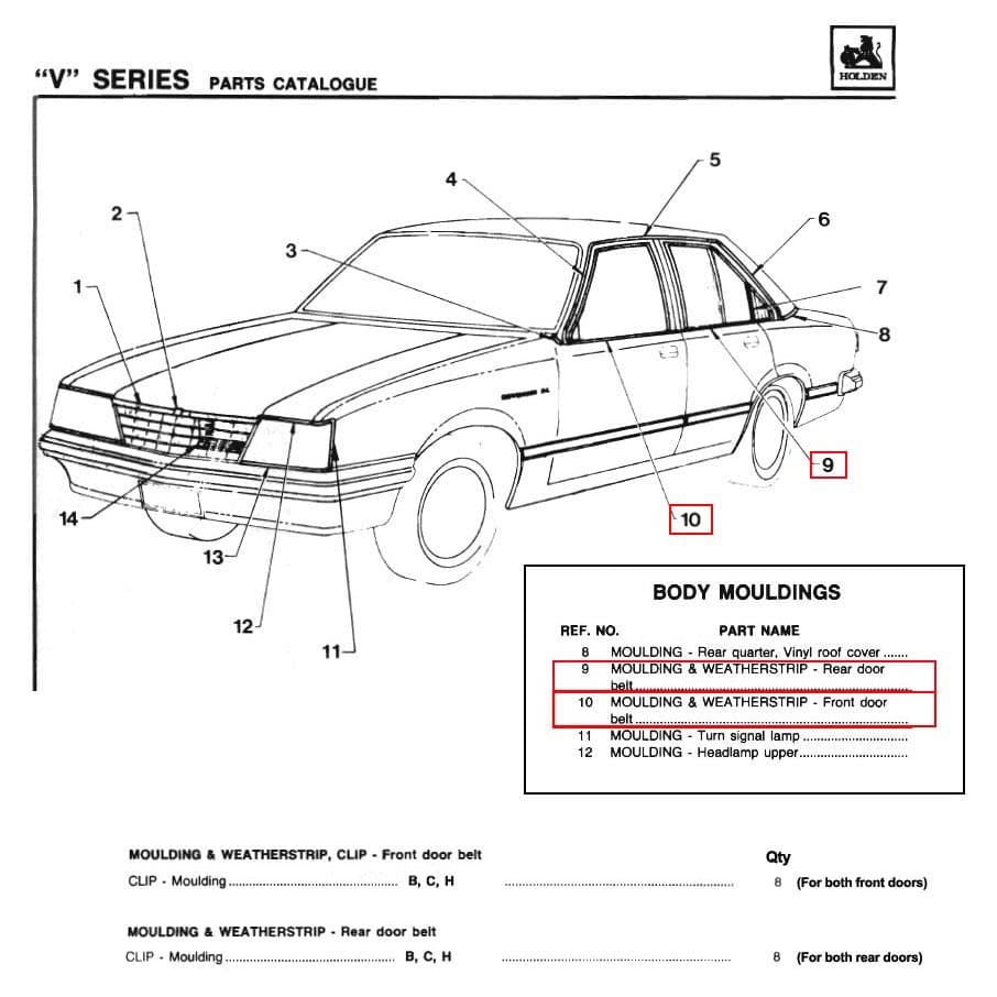 DOOR BELT TRIM CLIPS for VB VC VH - HOLDCOM AUTO PARTS